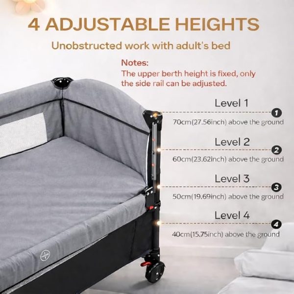 Cuna colecho para bebé con mosquitero portátil y ajustable