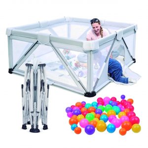 Corral para bebé para interiores y exteriores con pelotas de plástico