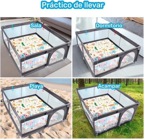 Corral para bebé con tapete de juegos y pelotas de plástico