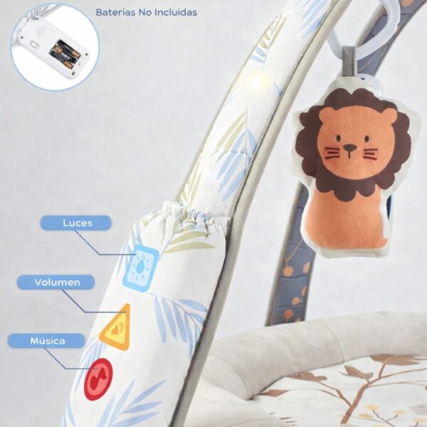 Gimnasio para Bebé, gimnasio de actividades Sensorial y de Estimulación temprana, Tapete de Actividades con Luces, Música, Arcos y Juguetes Colgantes