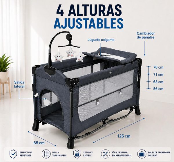 WhatsApp Image 2026-04-30 at 11.29.26 AM (1) Cuna para bebé con mosquitero, Cuna colecho, Cama de bebé, portátil, Ajustable, versátil, 4 Modos de Uso para recién Nacidos. inversión a Largo Plazo Uso a Partir de 0 a 3 años