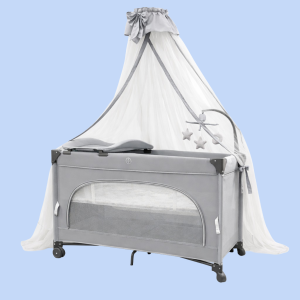 Pekids Cuna para bebé, Cuna colecho, con mosquitero Cama de bebé, portátil, Ajustable, versátil, Varios Modos de Uso, inversión a Largo Plazo (Gris Claro, 125 * 65 * 78 cm)
