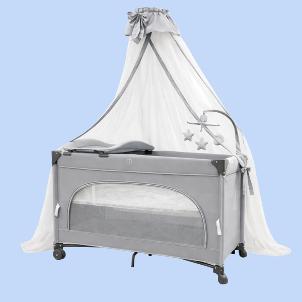 Pekids Cuna para bebé, Cuna colecho, con mosquitero Cama de bebé, portátil, Ajustable, versátil, Varios Modos de Uso, inversión a Largo Plazo (Gris Claro, 125 * 65 * 78 cm)